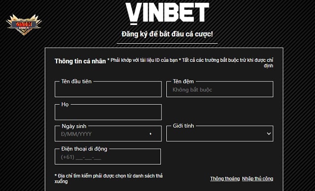 Quy trình mở tài khoản Vinbet đơn giản